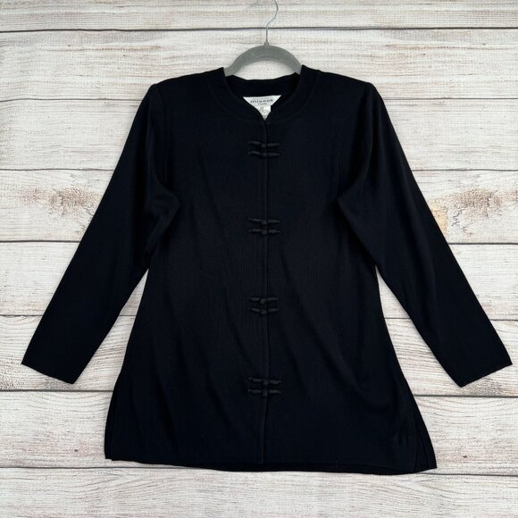 Exclusively Misook Asian‎ Toggle Clasp Tunic Women's Size XS Petite Black - Picture 1 of 11